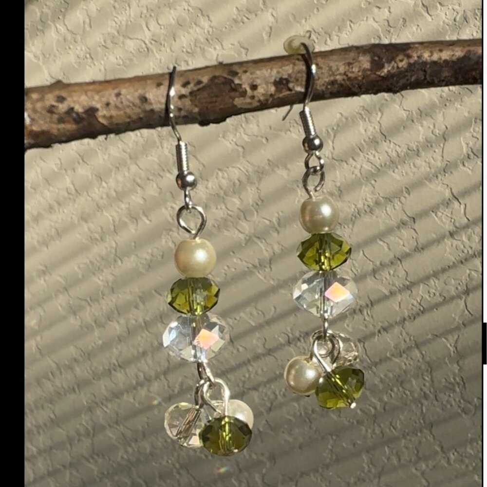 Artisan Freshwater Pearls & Swarovski Crystal Beads Earrings w/Sterling Silver